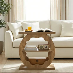 3-Tier End Table with Storage Shelves, Narrow Side Table for Living Room