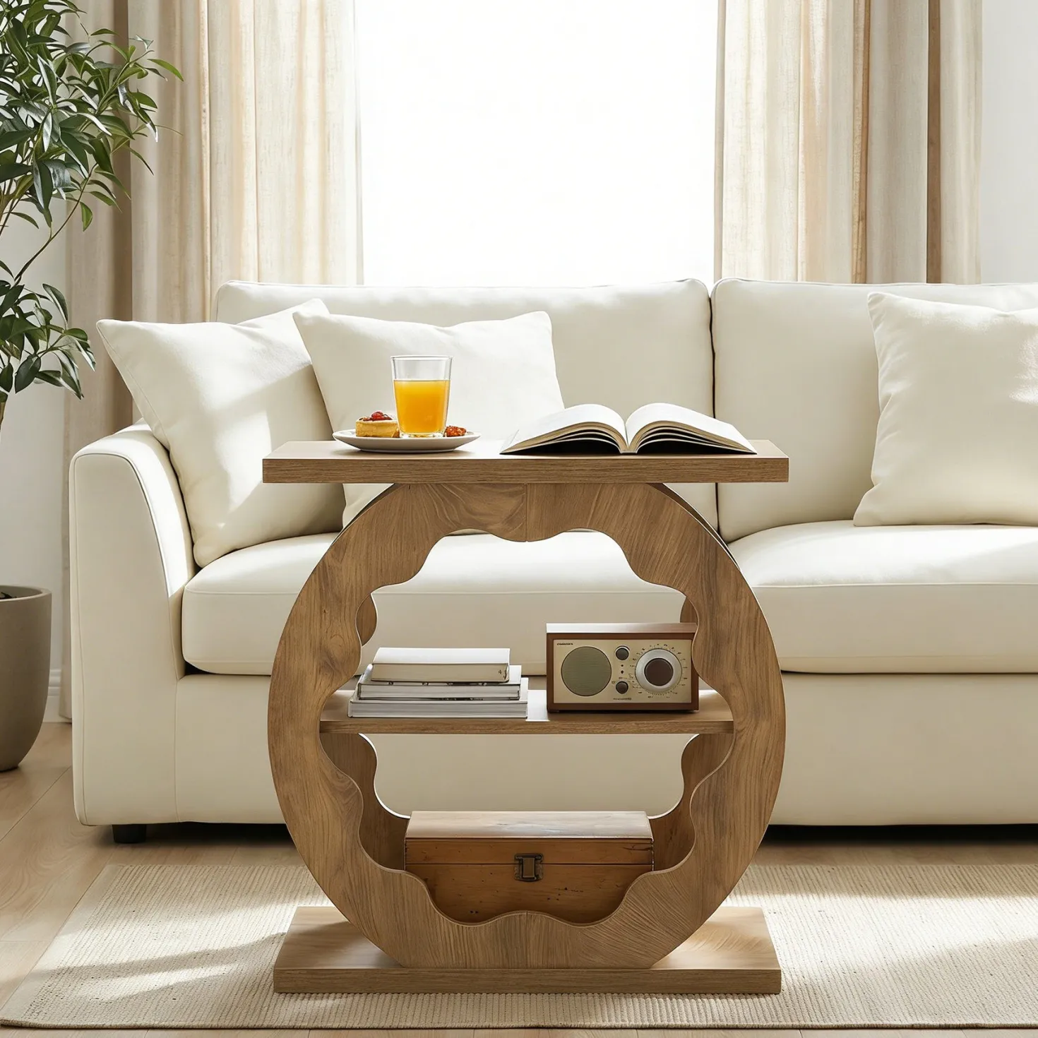 3-Tier End Table with Storage Shelves, Narrow Side Table for Living Room