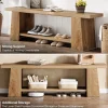 2-Tier Entryway Bench, 59" Shoe Bench End of Bed Bench with Storage Shelves