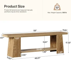 2-Tier Entryway Bench, 59
