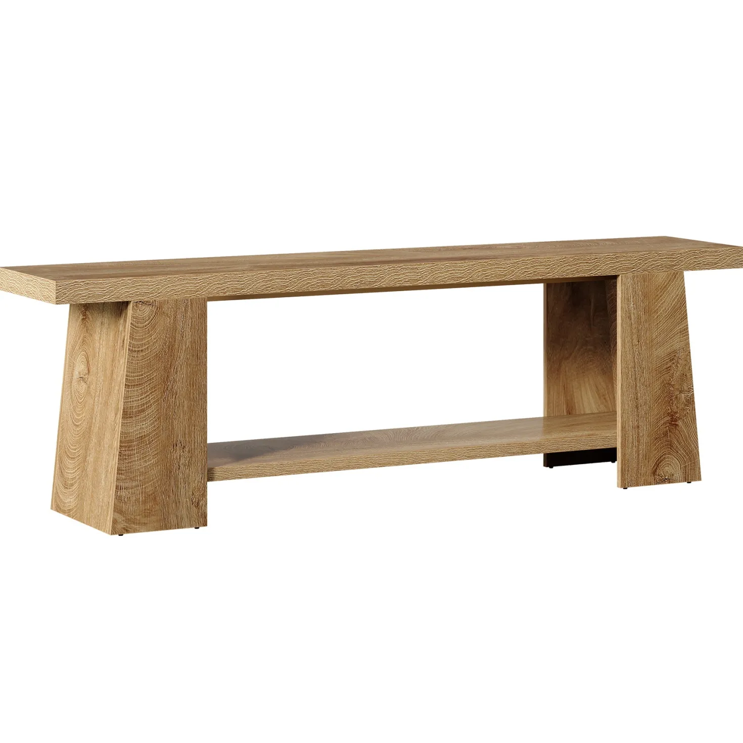 2-Tier Entryway Bench, 59" Shoe Bench End of Bed Bench with Storage Shelves