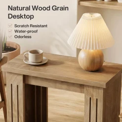 2-Tier Farmhouse End Table, 23.6" Side Table Nightstand with Storage for Living Room