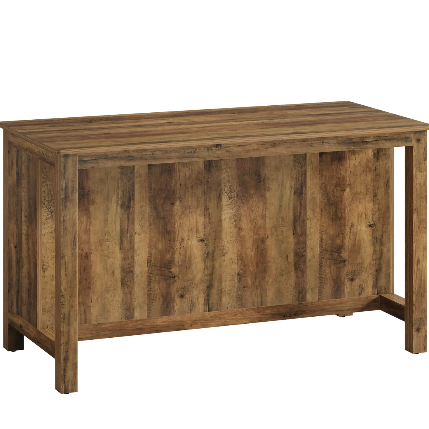 3-Tier Home Bar Table Unit, 59" Counter Height Pub Table with Storage Shelves