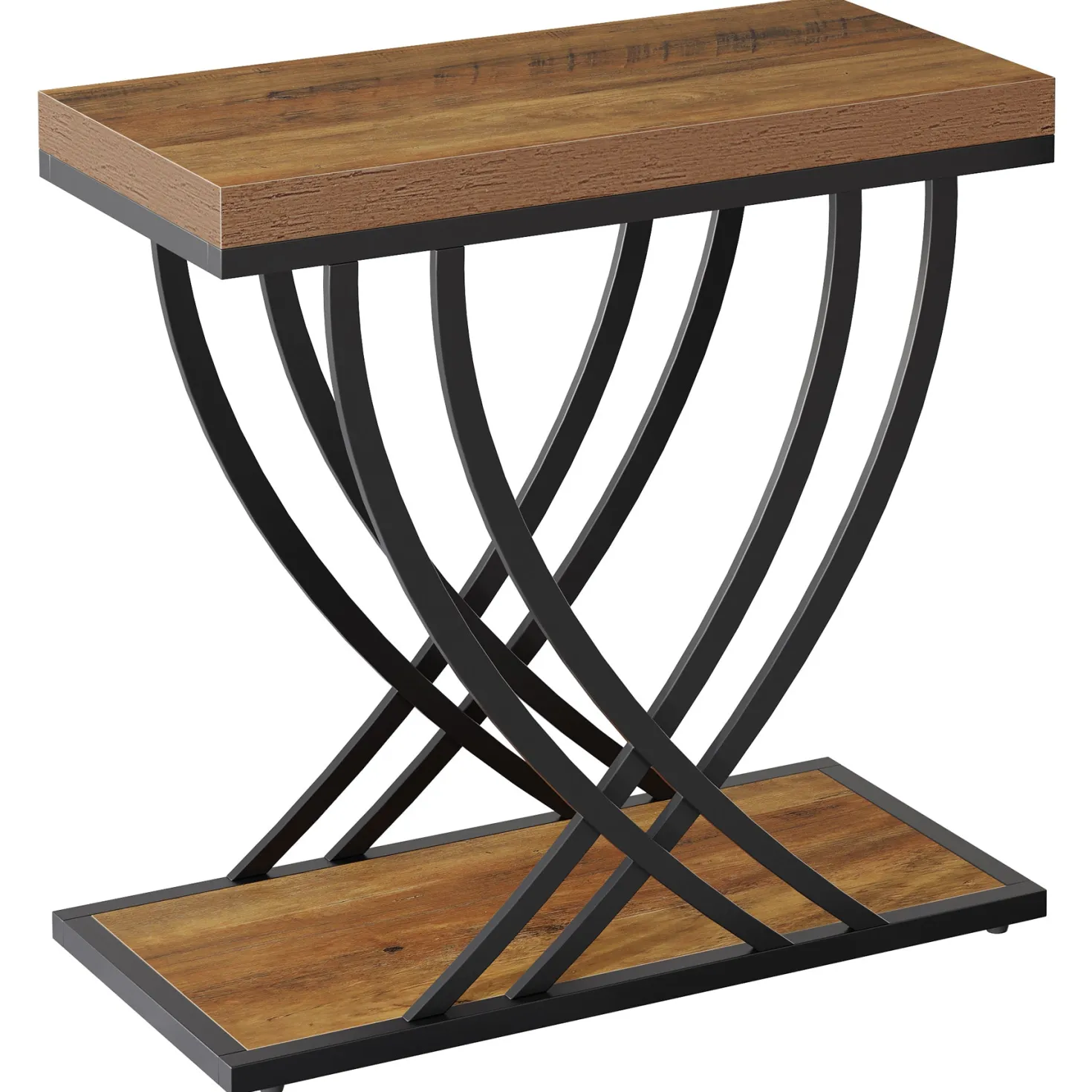 2-Tier Narrow End Table, 23.62" Side Table with Metal Frame for Living Room