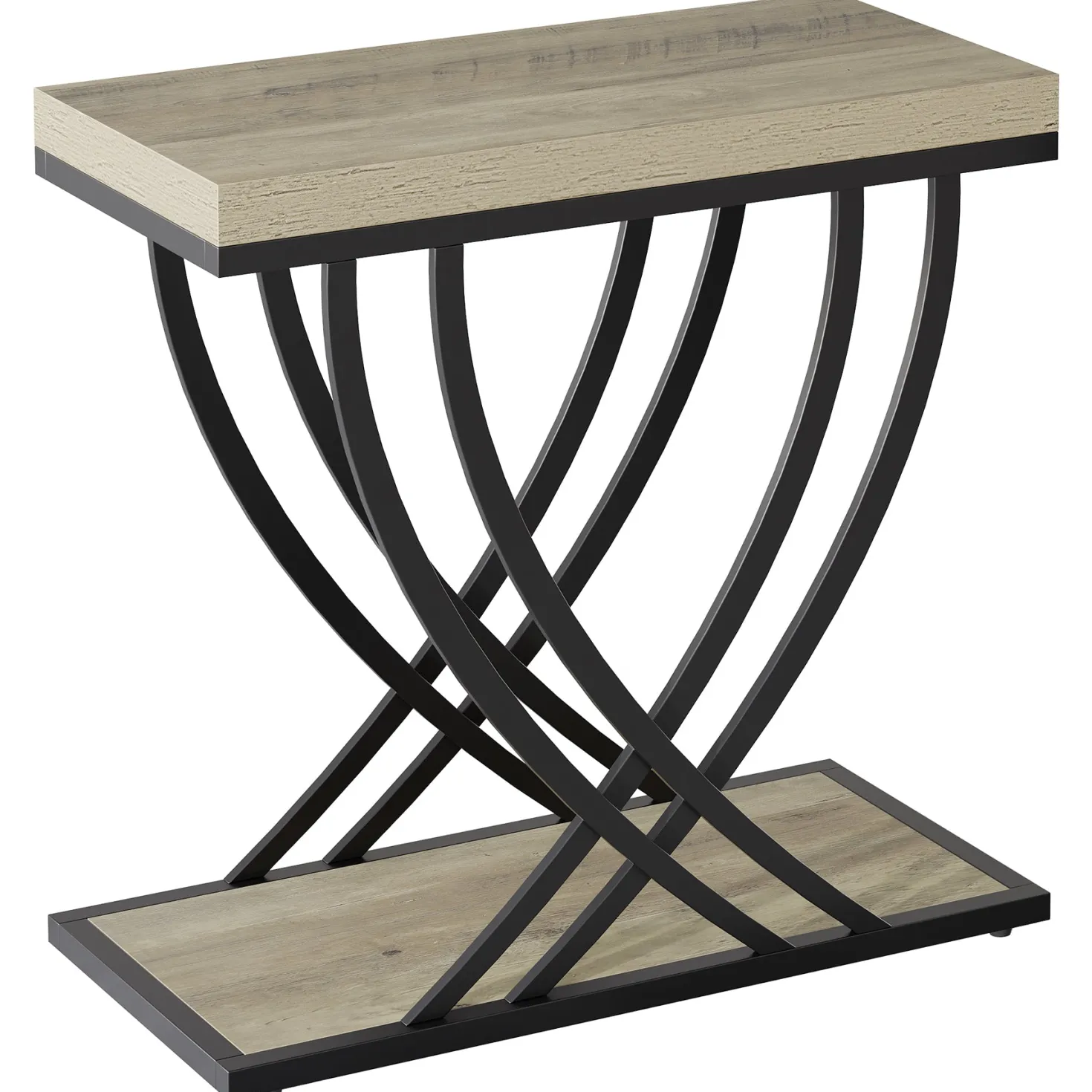 2-Tier Narrow End Table, 23.62" Side Table with Metal Frame for Living Room