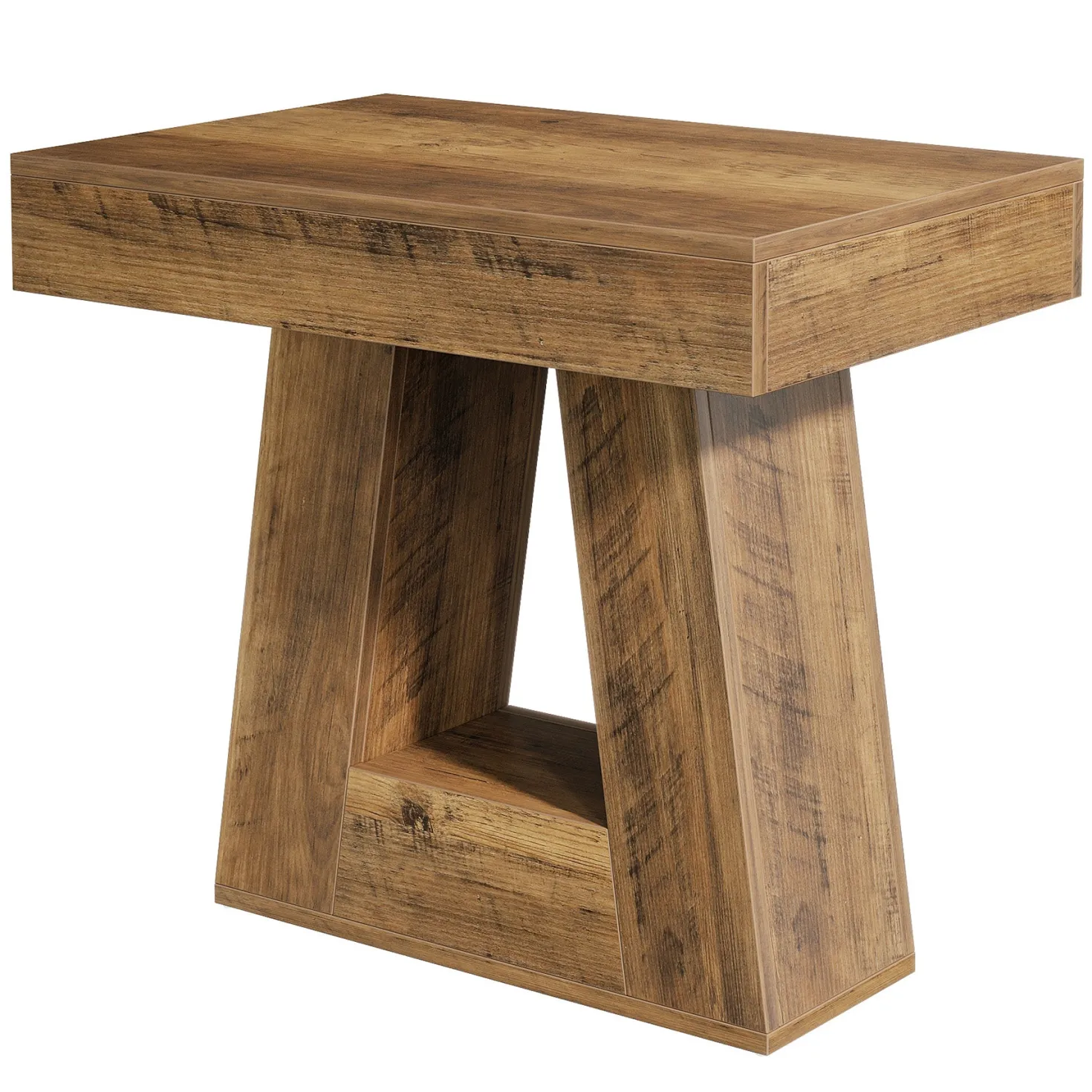 2-Tier Nightstand, Narrow Bedside Table with Trapezoid Base for Bedroom