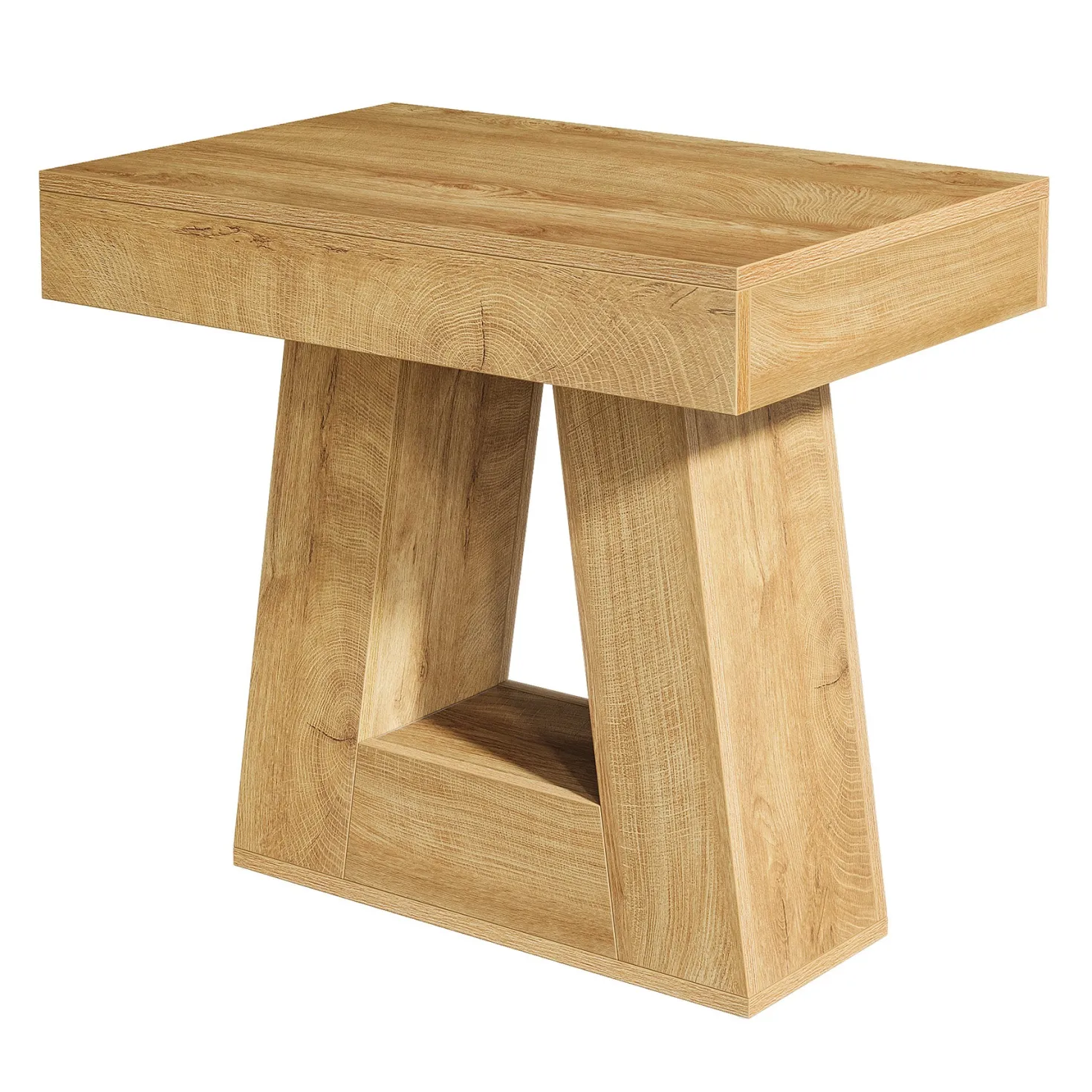 2-Tier Nightstand, Narrow Bedside Table with Trapezoid Base for Bedroom