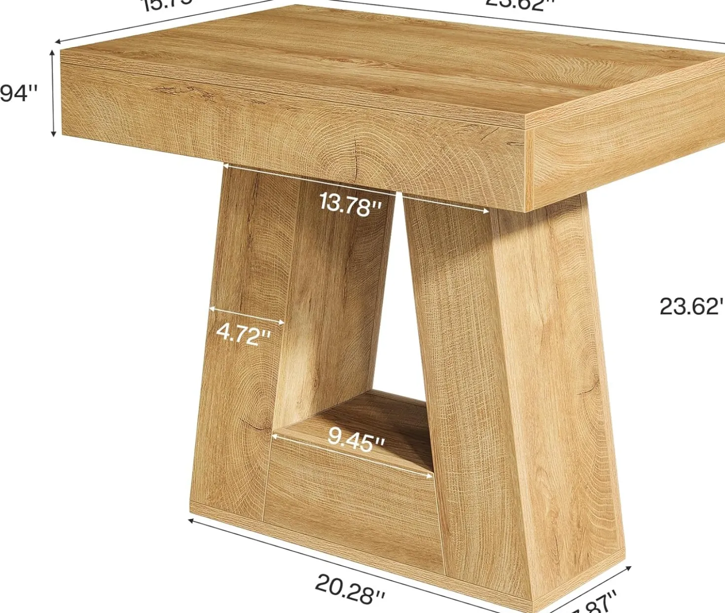 2-Tier Nightstand, Narrow Bedside Table with Trapezoid Base for Bedroom