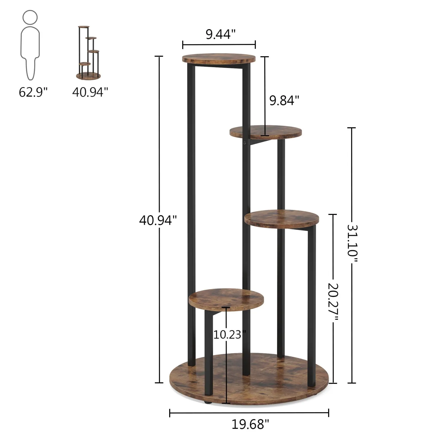 4-Tier Plant Stand, Multiple Potted Plants Holder Corner Flower Shelf