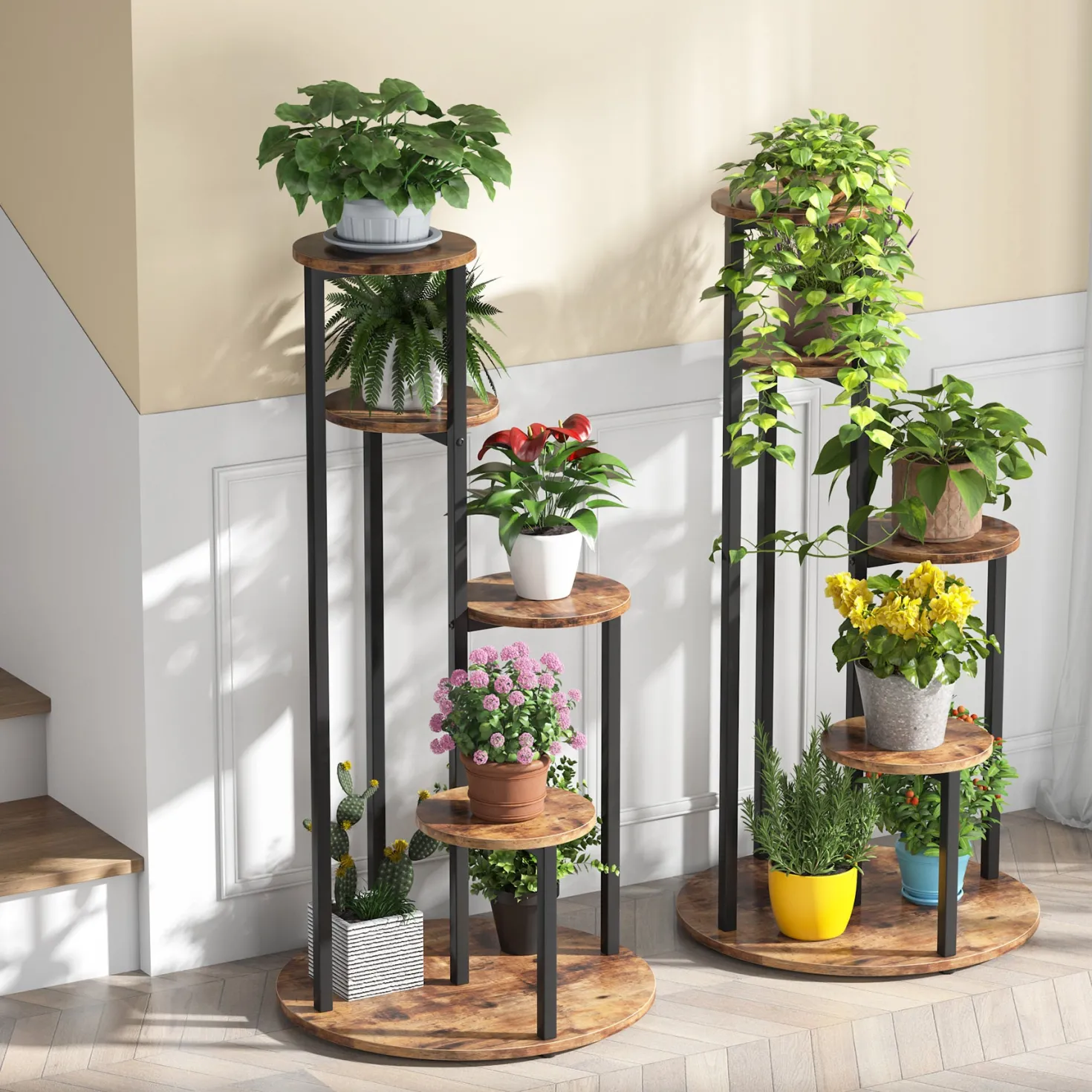 4-Tier Plant Stand, Multiple Potted Plants Holder Corner Flower Shelf