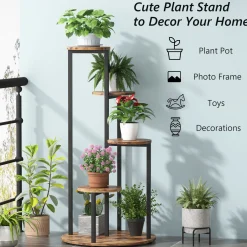 4-Tier Plant Stand, Multiple Potted Plants Holder Corner Flower Shelf