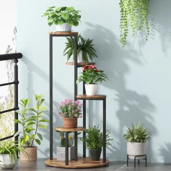 4-Tier Plant Stand, Multiple Potted Plants Holder Corner Flower Shelf