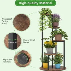 4-Tier Plant Stand, Multiple Potted Plants Holder Corner Flower Shelf