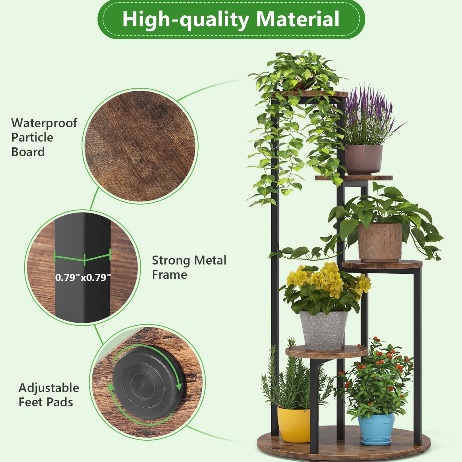4-Tier Plant Stand, Multiple Potted Plants Holder Corner Flower Shelf