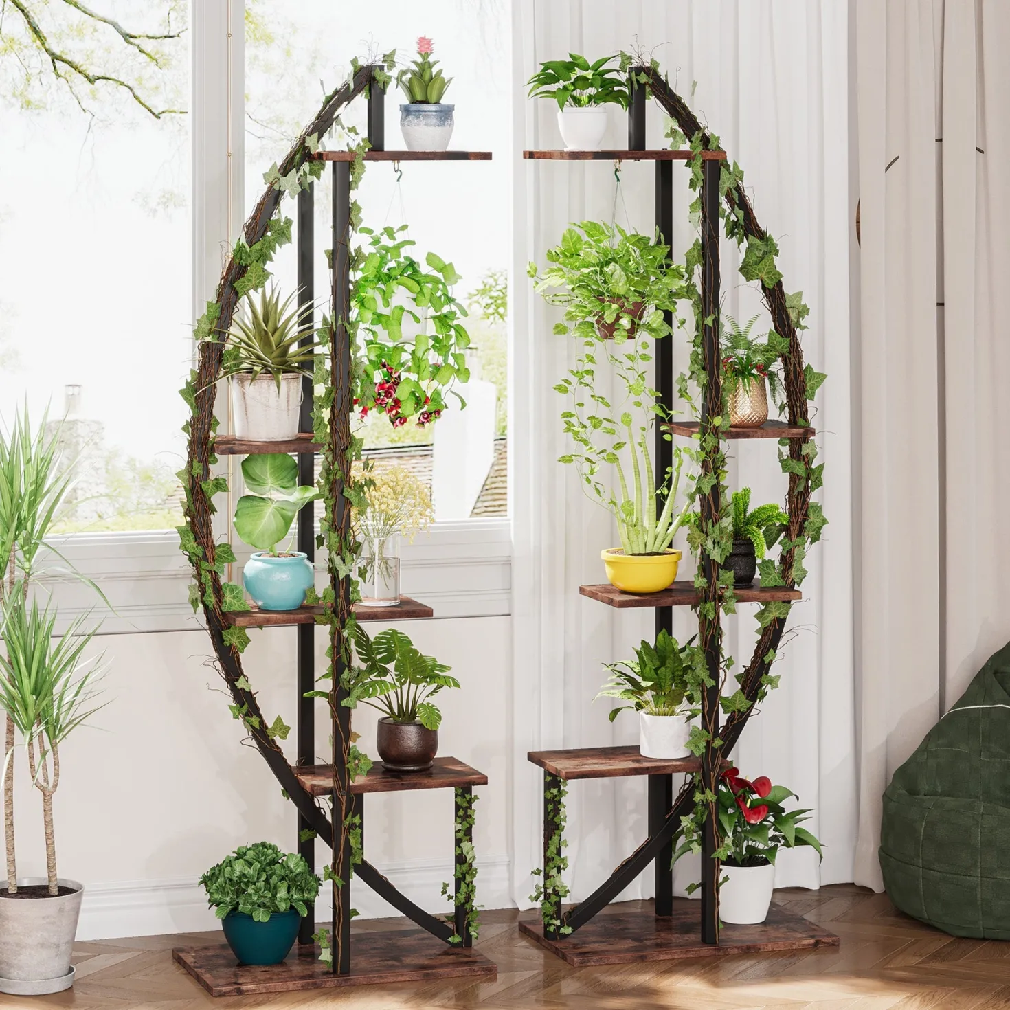 5-Tier Plant Stand Pack of 2, Multi-Layer Bonsai Flower Rack