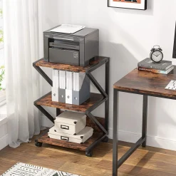 3-Tier Printer Stand, Rolling Printer Cart Under Desk Storage Shelf