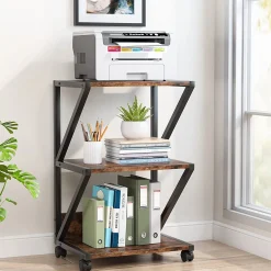 3-Tier Printer Stand, Rolling Printer Cart Under Desk Storage Shelf