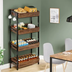 4-Tier Retail Display Rack, Wooden Snack Candy Rack Storage Shelf Organizer