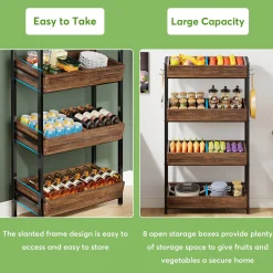 4-Tier Retail Display Rack, Wooden Snack Candy Rack Storage Shelf Organizer