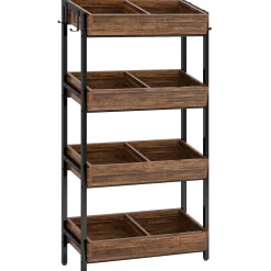 4-Tier Retail Display Rack, Wooden Snack Candy Rack Storage Shelf Organizer