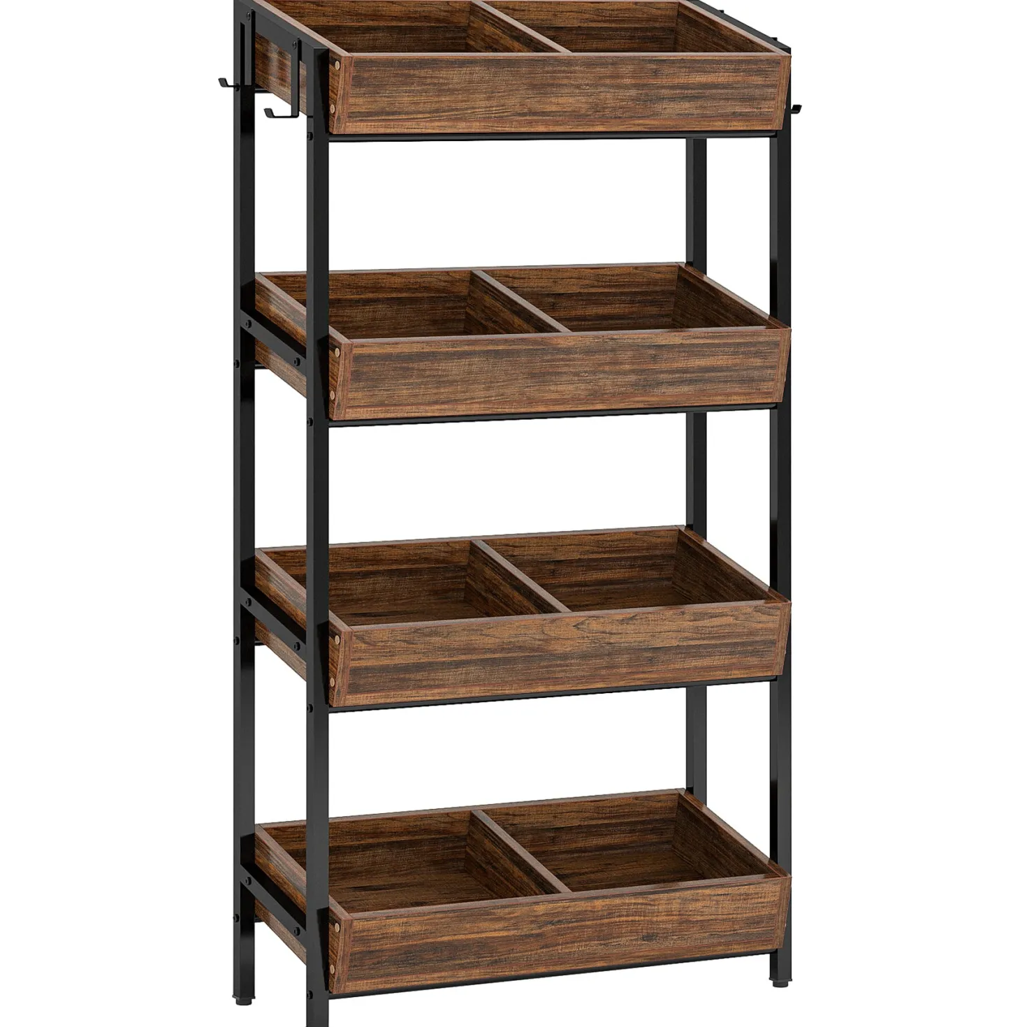 4-Tier Retail Display Rack, Wooden Snack Candy Rack Storage Shelf Organizer