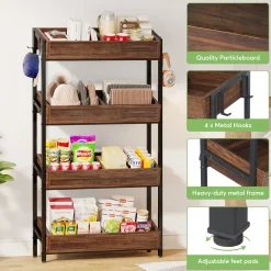 4-Tier Retail Display Rack, Wooden Snack Candy Rack Storage Shelf Organizer