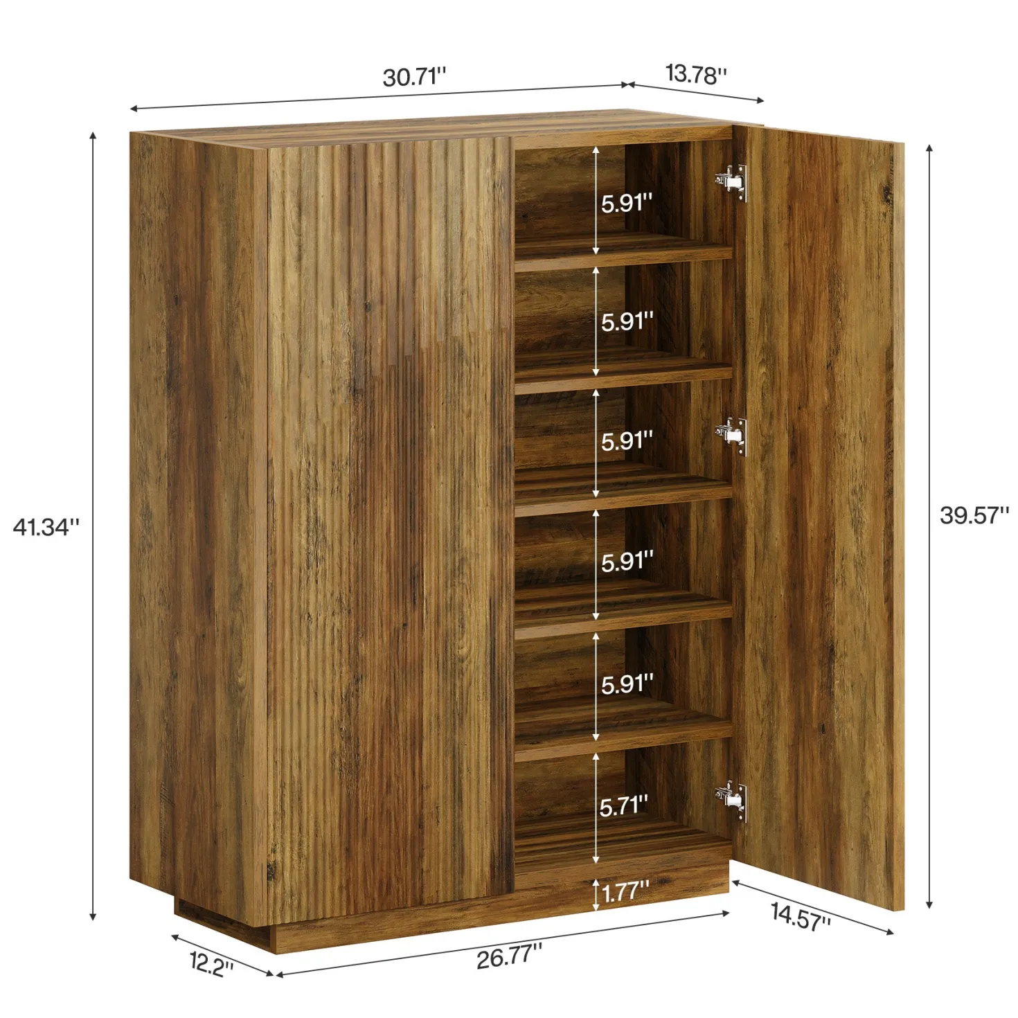 7-Tier Shoe Cabinet, 24 Pairs Shoe Storage Organizer with Fluted Doors