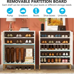 5-Tier Shoe Cabinet, 20 Pairs Entryway Shoe Racks Organizer with Shelves