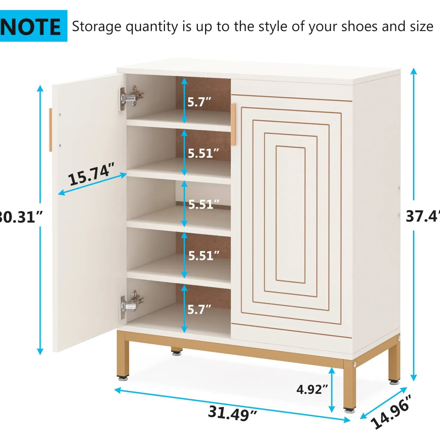 5-Tier Shoe Cabinet, 20 Pairs Entryway Shoe Racks Organizer with Shelves