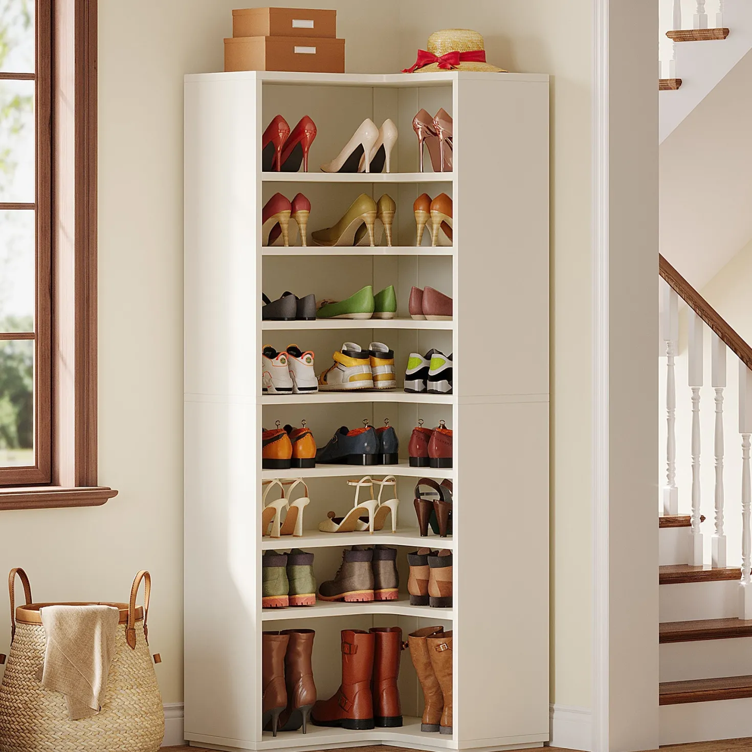 9-Tier Shoe Cabinet, 24-32 Pairs Freestanding Shoe Rack Shoe Organizer