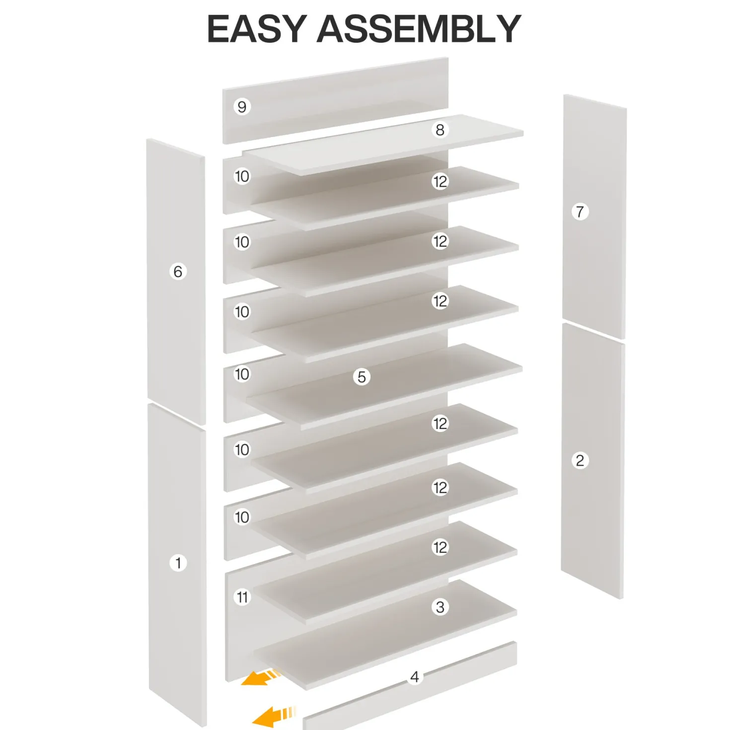 9-Tier Shoe Cabinet, 40-45 Pairs Shoe Storage Organizer with Open Shelves