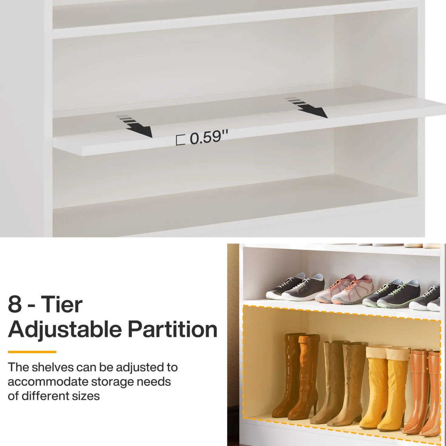 9-Tier Shoe Cabinet, 40-45 Pairs Shoe Storage Organizer with Open Shelves