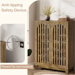6-Tier Shoe Cabinet, Entryway Shoe Storage Rack with Airy Doors