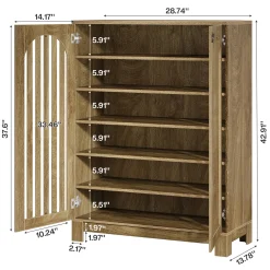 6-Tier Shoe Cabinet, Entryway Shoe Storage Rack with Airy Doors