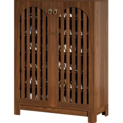 6-Tier Shoe Cabinet, Entryway Shoe Storage Rack with Airy Doors