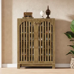 6-Tier Shoe Cabinet, Entryway Shoe Storage Rack with Airy Doors