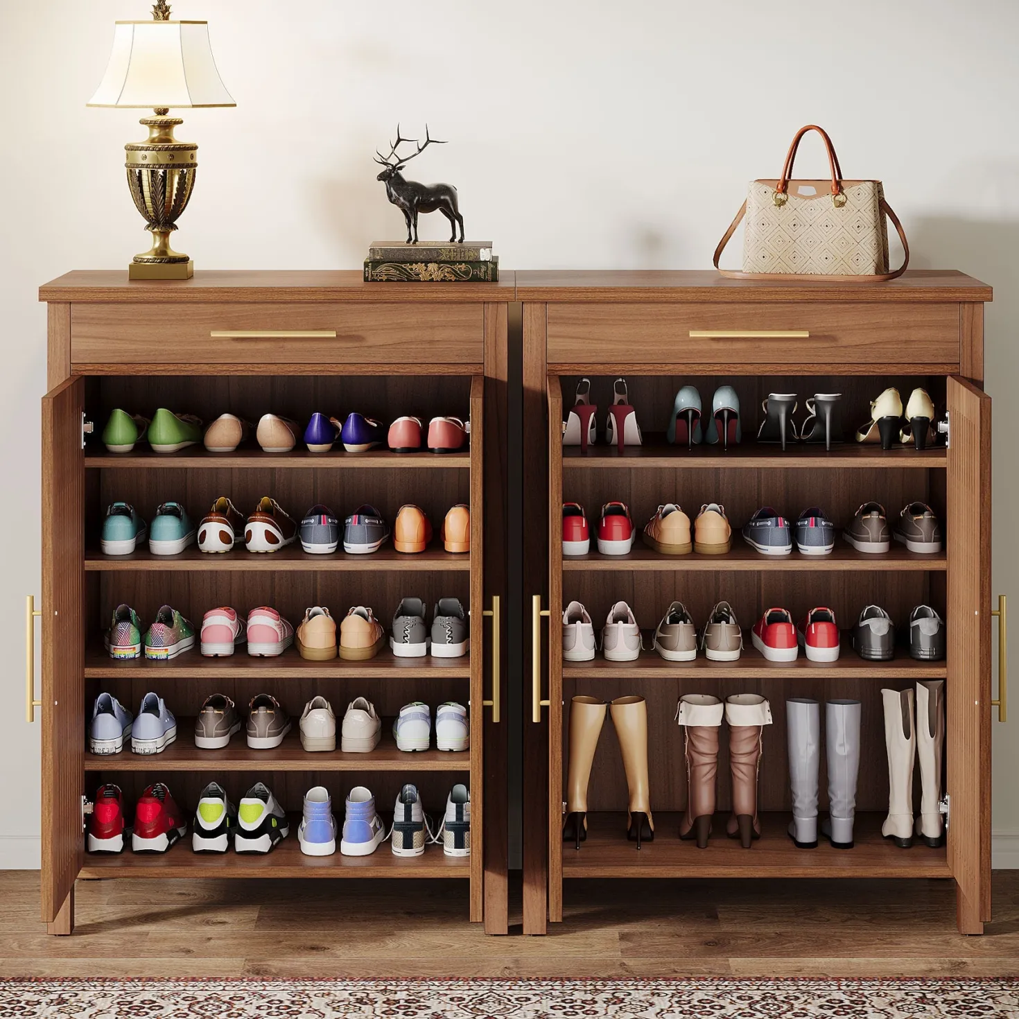 5-Tier Shoe Cabinet, Freestanding Shoe Rack Organizer with Adjustable Shelves