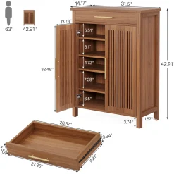 5-Tier Shoe Cabinet, Freestanding Shoe Rack Organizer with Adjustable Shelves