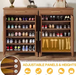 5-Tier Shoe Cabinet, Freestanding Shoe Rack Organizer with Adjustable Shelves
