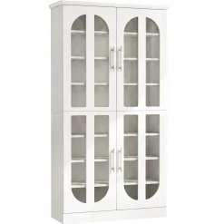 8-Tier Shoe Cabinet, Modern Shoe Organizer with Dimmable LED Lights & Acrylic Doors