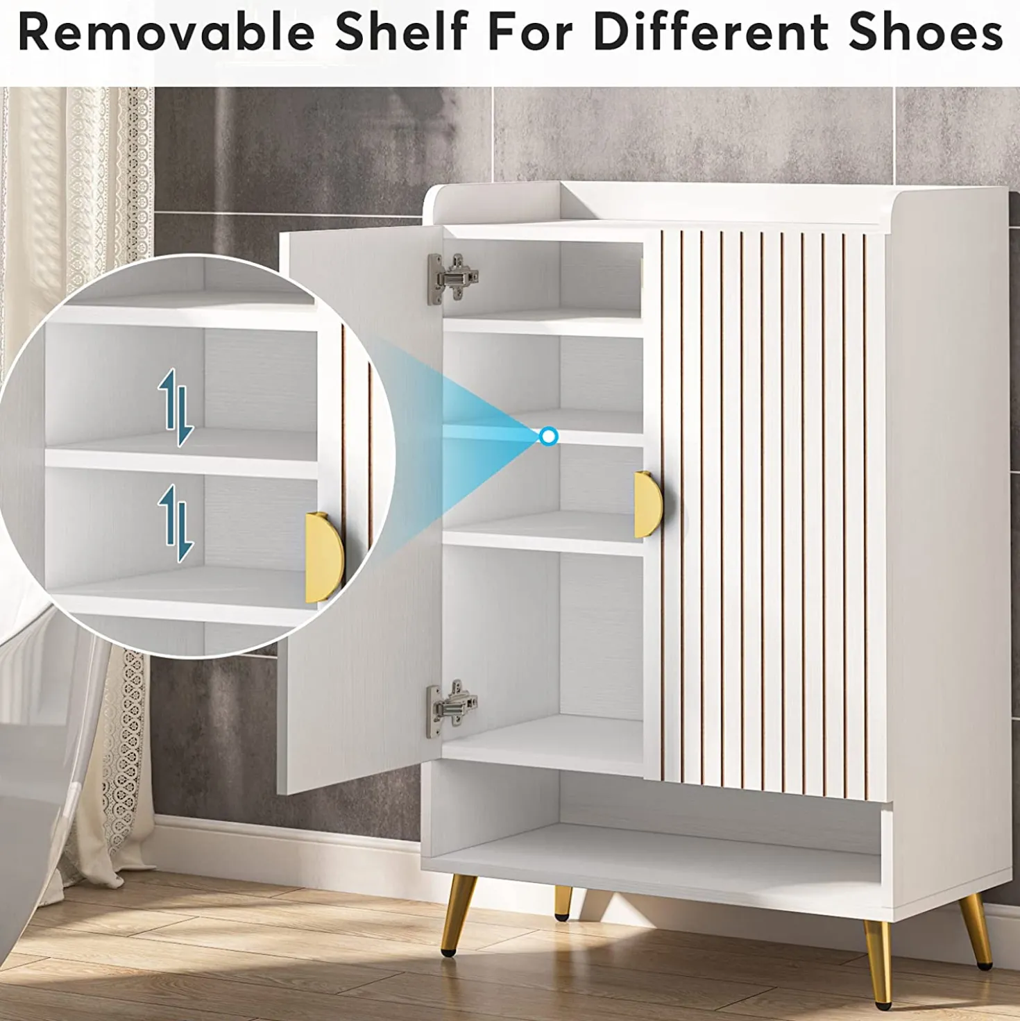 7-Tier Shoe Cabinet, Shoe Storage Organizer with Adjustable Shelves