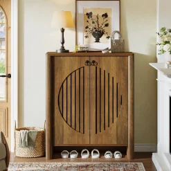 5-Tier Shoe Cabinet with Doors, Shoe Storage Organizer with Removable Shelf