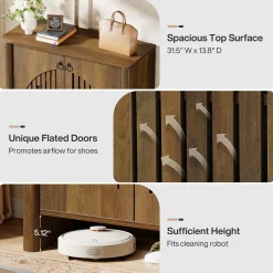 5-Tier Shoe Cabinet with Doors, Shoe Storage Organizer with Removable Shelf