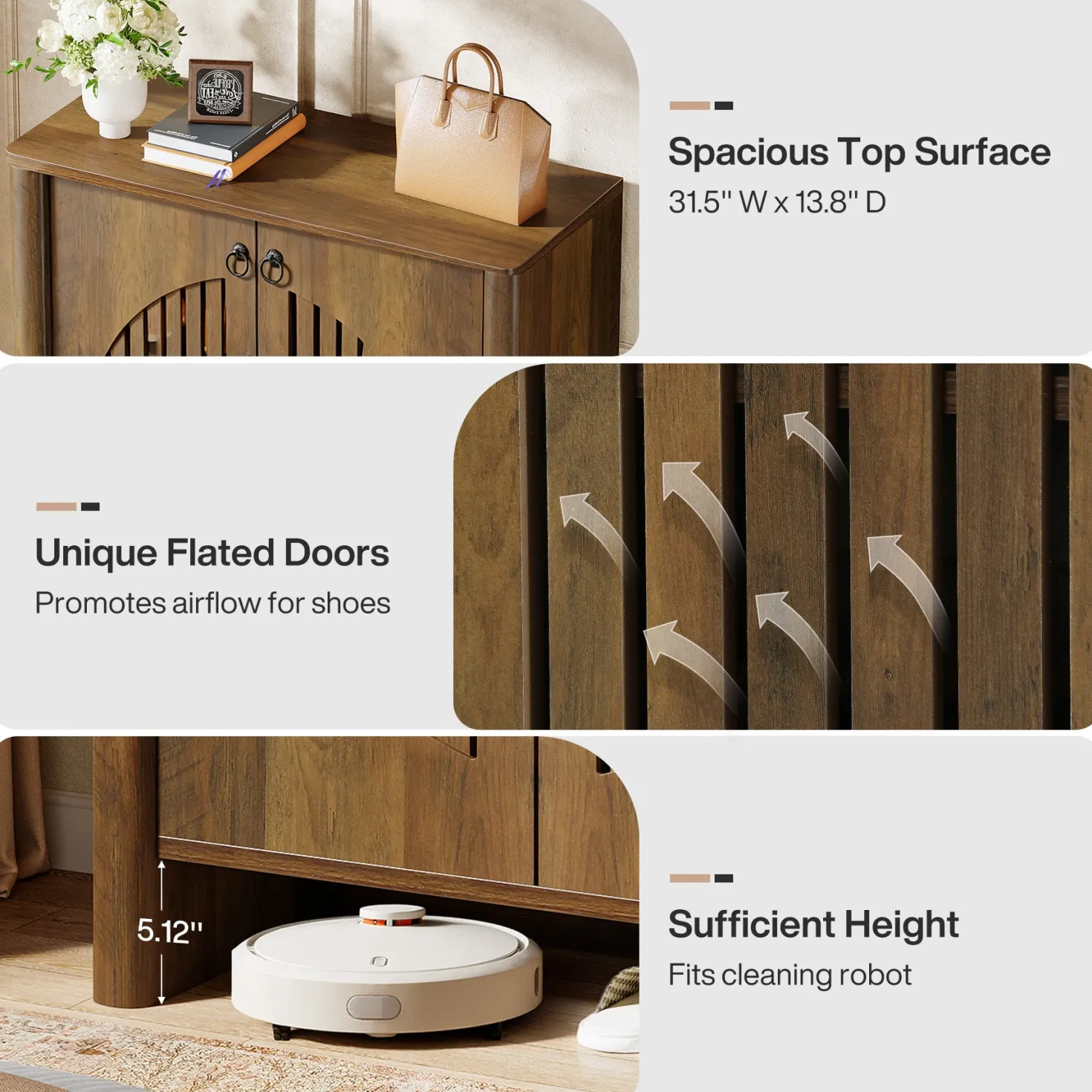 5-Tier Shoe Cabinet with Doors, Shoe Storage Organizer with Removable Shelf