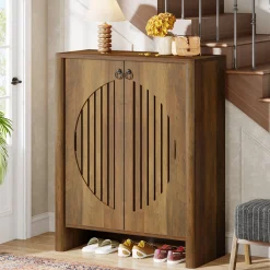 5-Tier Shoe Cabinet with Doors, Shoe Storage Organizer with Removable Shelf
