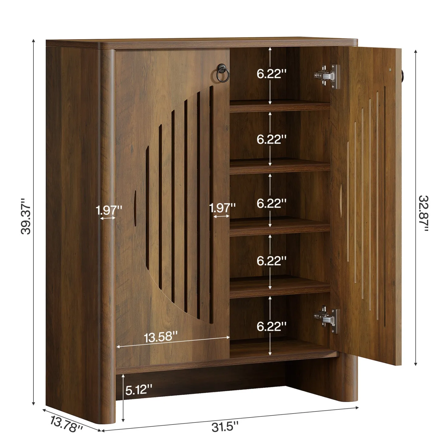 5-Tier Shoe Cabinet with Doors, Shoe Storage Organizer with Removable Shelf