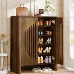 5-Tier Shoe Cabinet with Doors, Shoe Storage Organizer with Removable Shelf