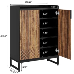 5-Tier Shoe Cabinet with Doors, Freestanding Wood Shoe Organizer for Entryway
