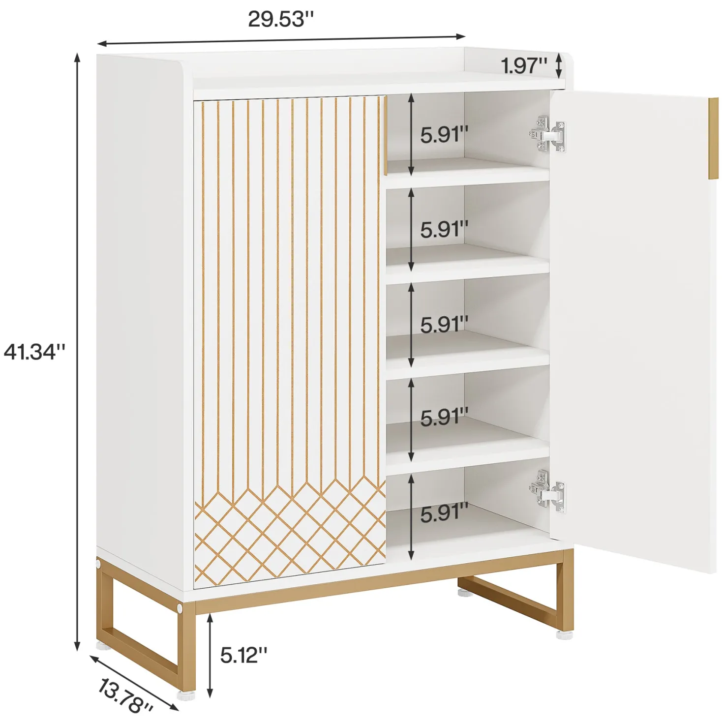 5-Tier Shoe Cabinet with Doors, Freestanding Wood Shoe Organizer for Entryway