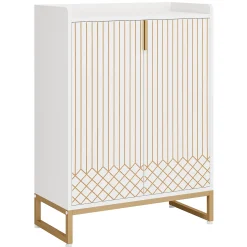 5-Tier Shoe Cabinet with Doors, Freestanding Wood Shoe Organizer for Entryway